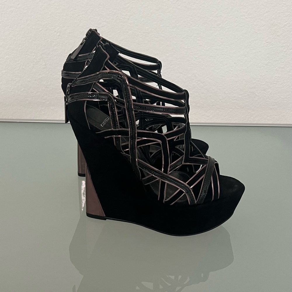 CARVELA BLACK GOLD STRAPPY PLATFORM  WEDGE ASOS